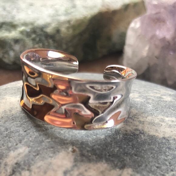 925 Sterling Silver Polished Organic Shape Open Ring - Picture 3 of 5